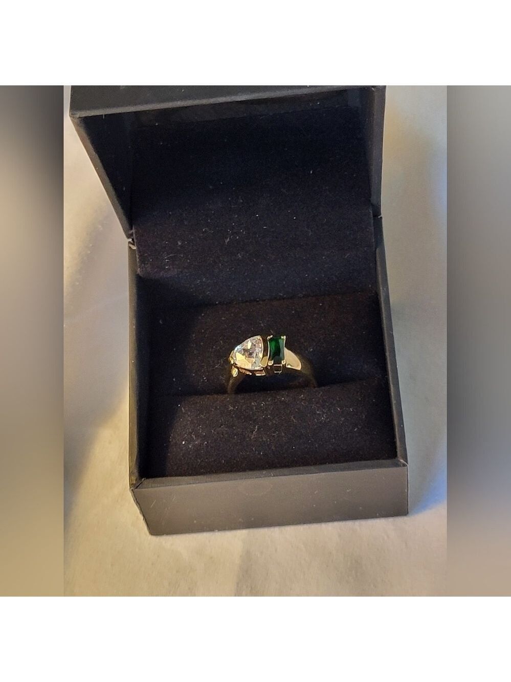 Fifth Avenue Collection Diamond CZ and Emerald Coloured Swavorski Crystal Ring